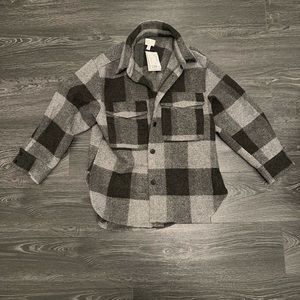 BNWT H&M grey plaid shacket, M